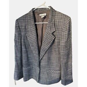 Devon Women’s Blazer Size 14 Black White Business Professional Career Two Button